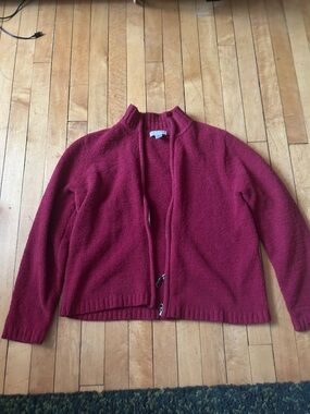 Cozy Deep Burgundy Zipper Cardigan